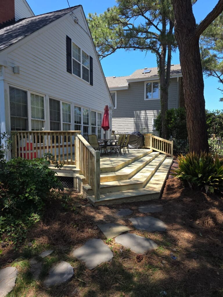 Composite deck with railing in Virginia Beach, VA