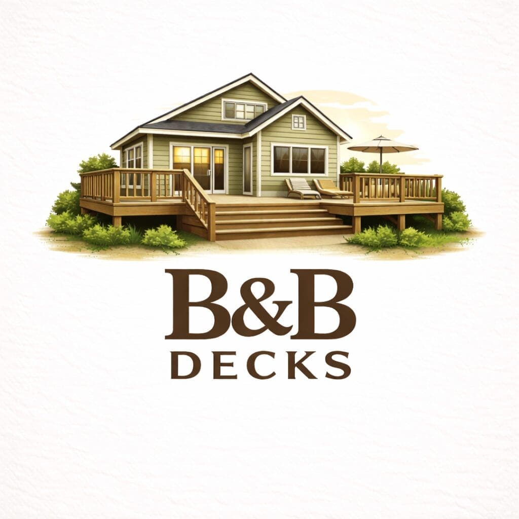 Composite deck replacement on an established home, built by B&B Decks